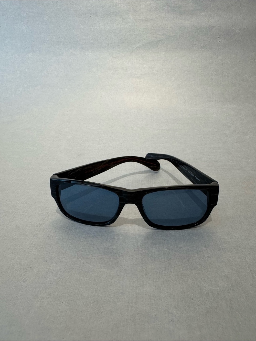 Rectangular Black Sunglasses with Blue Lenses